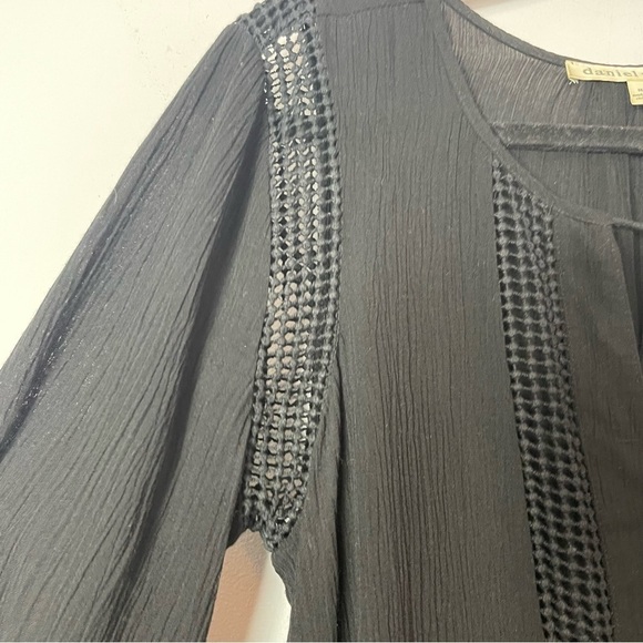 Daniel Rainn Black Boho Blouse Size Medium - Picture 3 of 12